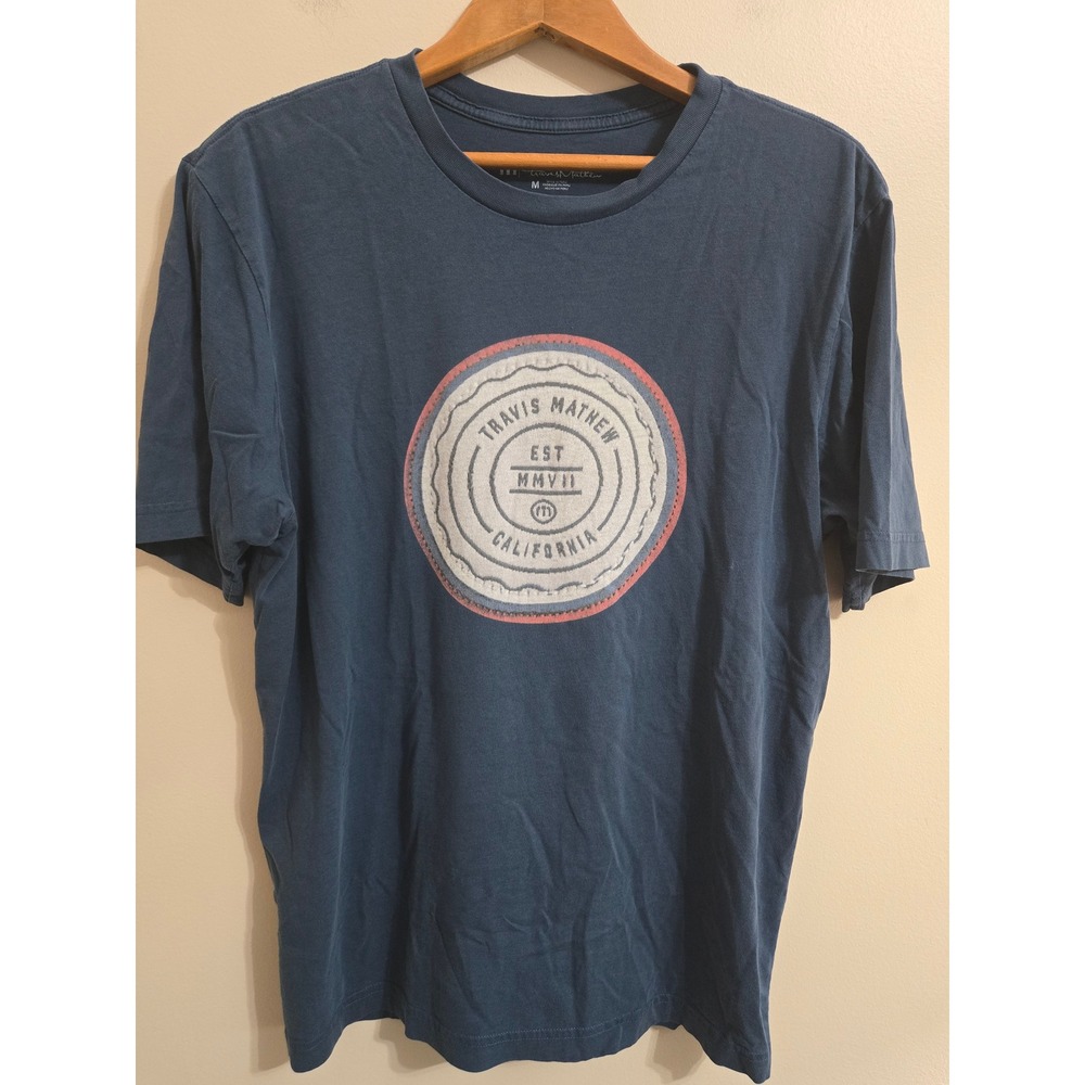 TravisMathew‎ Mens Blue Graphic T-Shirt EST MMVII California Logo Size M